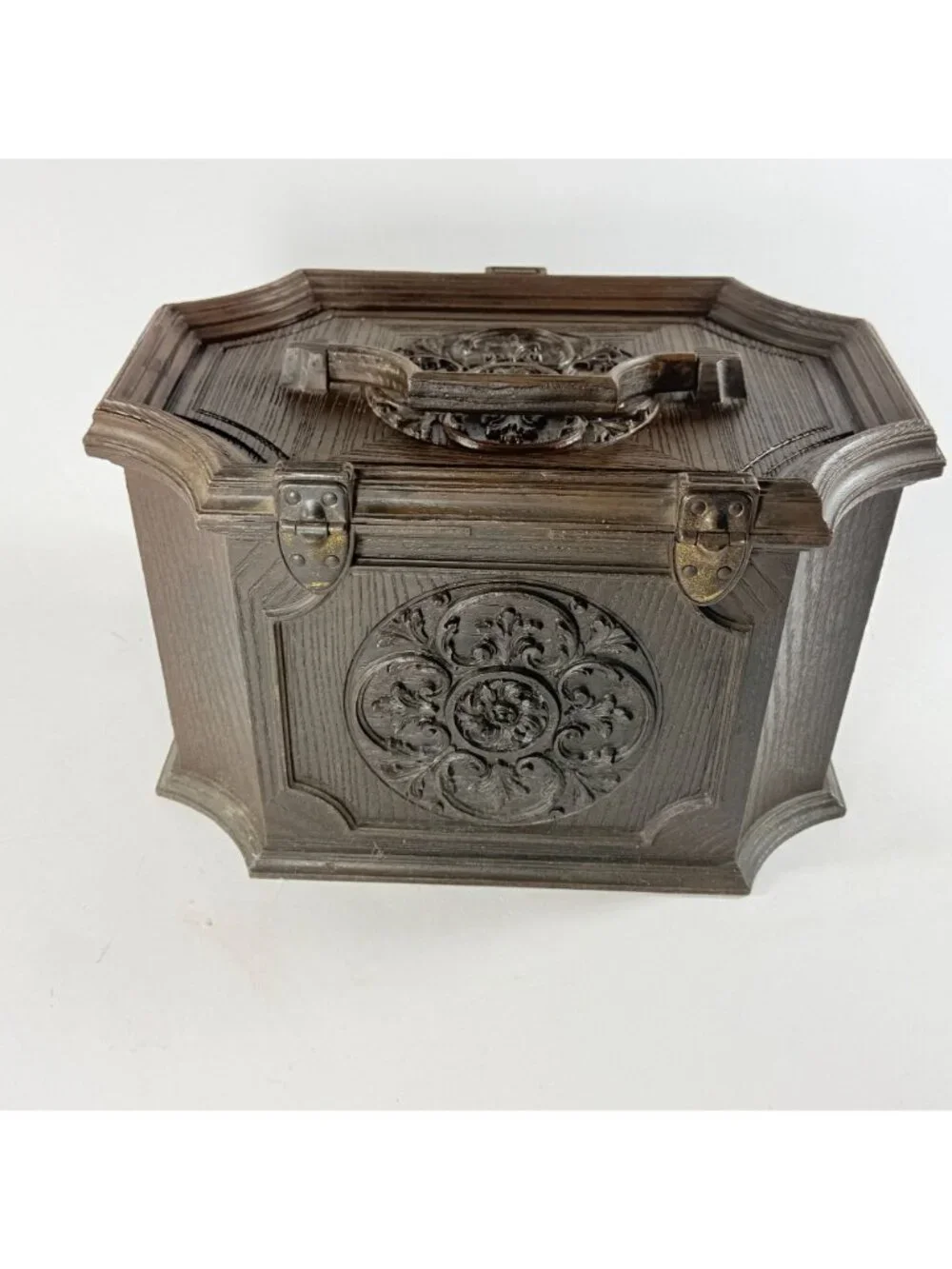Vintage Max Klein Sewing Box w/Storage Brown Plastic Craft SC 2015